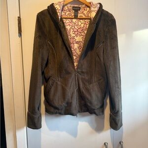 Athleta Dark Brown Velour Full Zip Hoodie